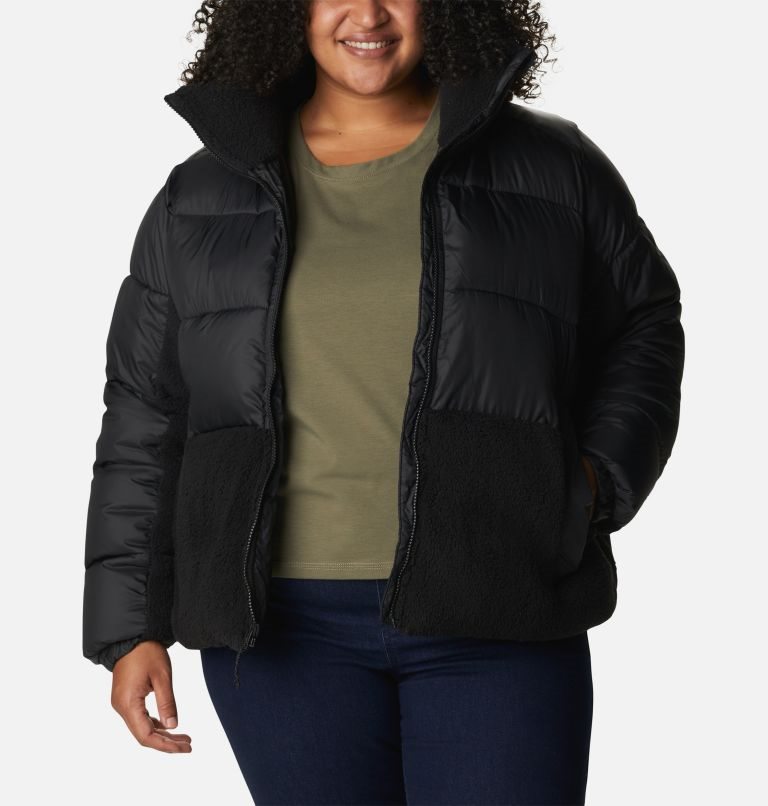 Women's Columbia Leadbetter Point Sherpa Hybrid Jackets Black | Plus Size CA-Y6301